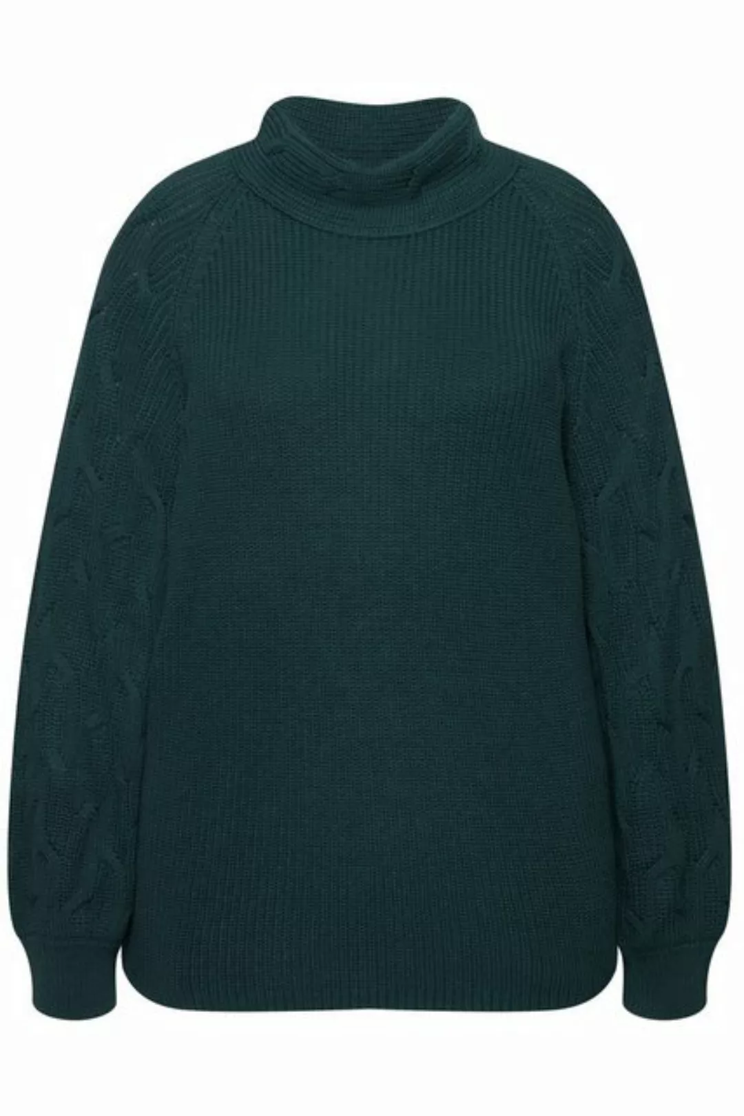 Ulla Popken Strickpullover Pullover Zopfmuster Stehkragen Langarm günstig online kaufen