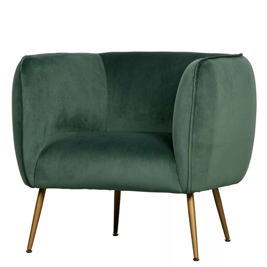 Lounge Sessel mit Samtbezug Grün Gestell in Gold günstig online kaufen
