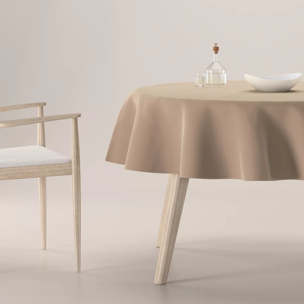 Runde Tischdecke, beige, Velvet (704-35) günstig online kaufen