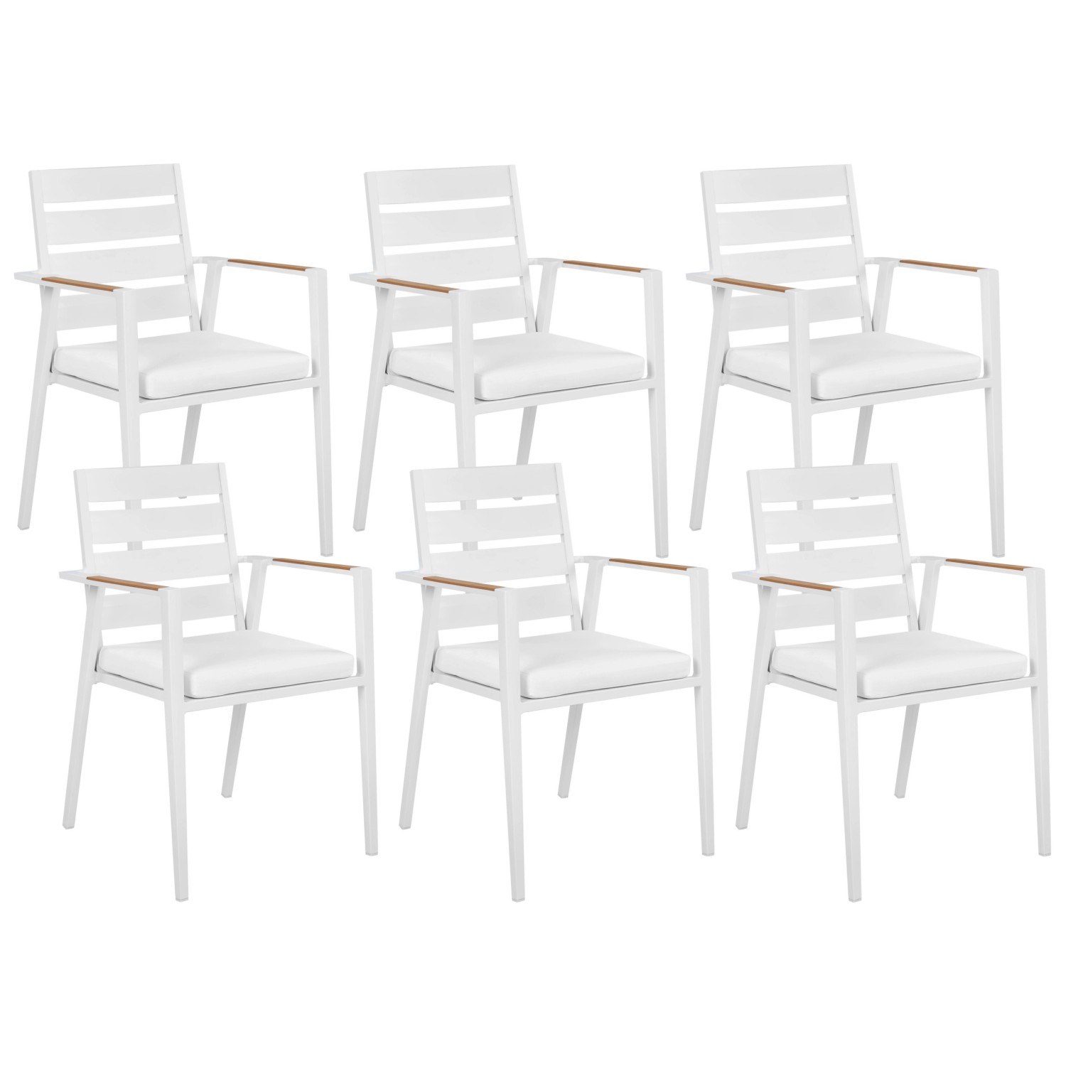 Beliani Gartenstuhl Weiss Heller Holzfarbton 58x54x86 günstig online kaufen