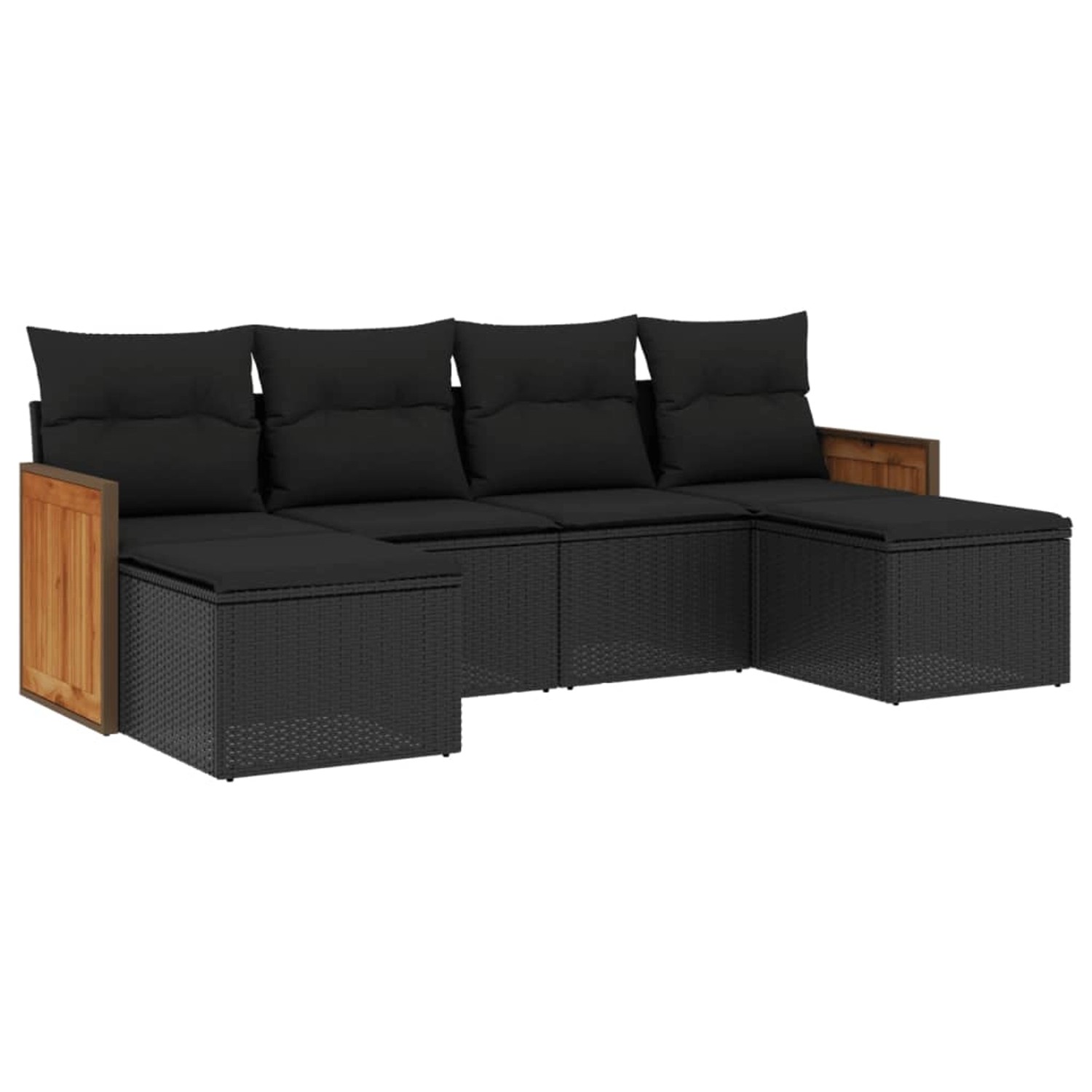 vidaXL 6-tlg Garten-Sofagarnitur mit Kissen Schwarz Poly Rattan Modell 152 günstig online kaufen