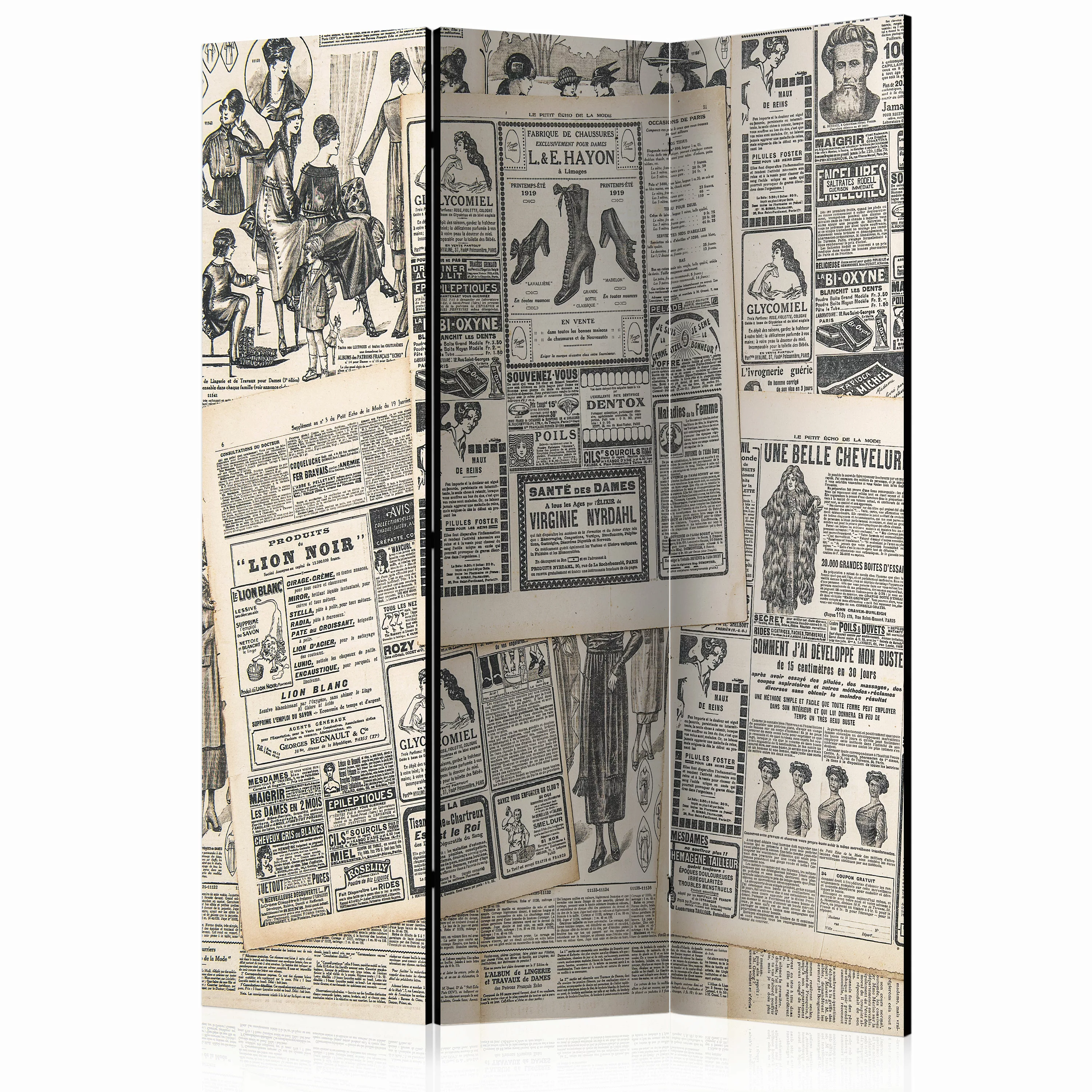 3-teiliges Paravent - Vintage Newspapers [room Dividers] günstig online kaufen