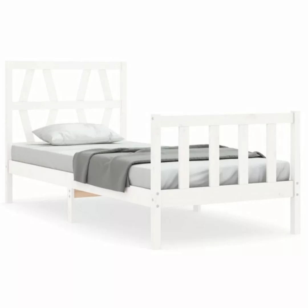 vidaXL Bett Massivholzbett ohne Matratze Weiß 90x200 cm Kiefernholz günstig online kaufen