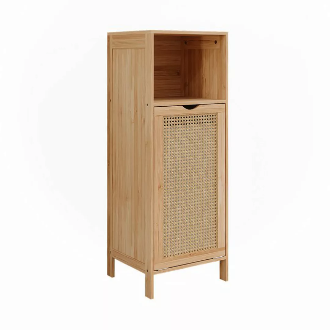 Vicco Wäscheschrank Liora, Bambus/Rattan/Schwarz, 36 x 98 cm günstig online kaufen