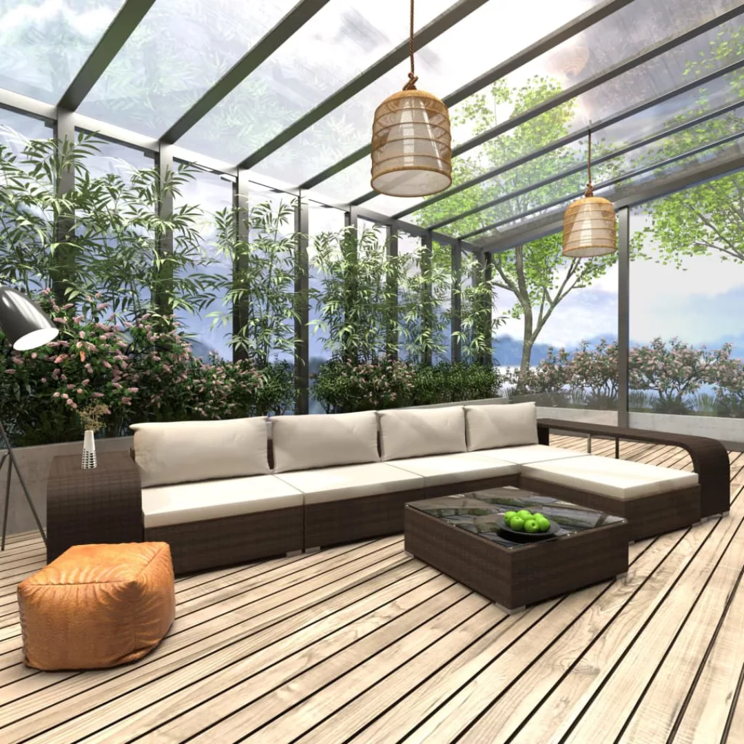 8-tlg. Garten-lounge-set Mit Auflagen Poly Rattan Braun günstig online kaufen