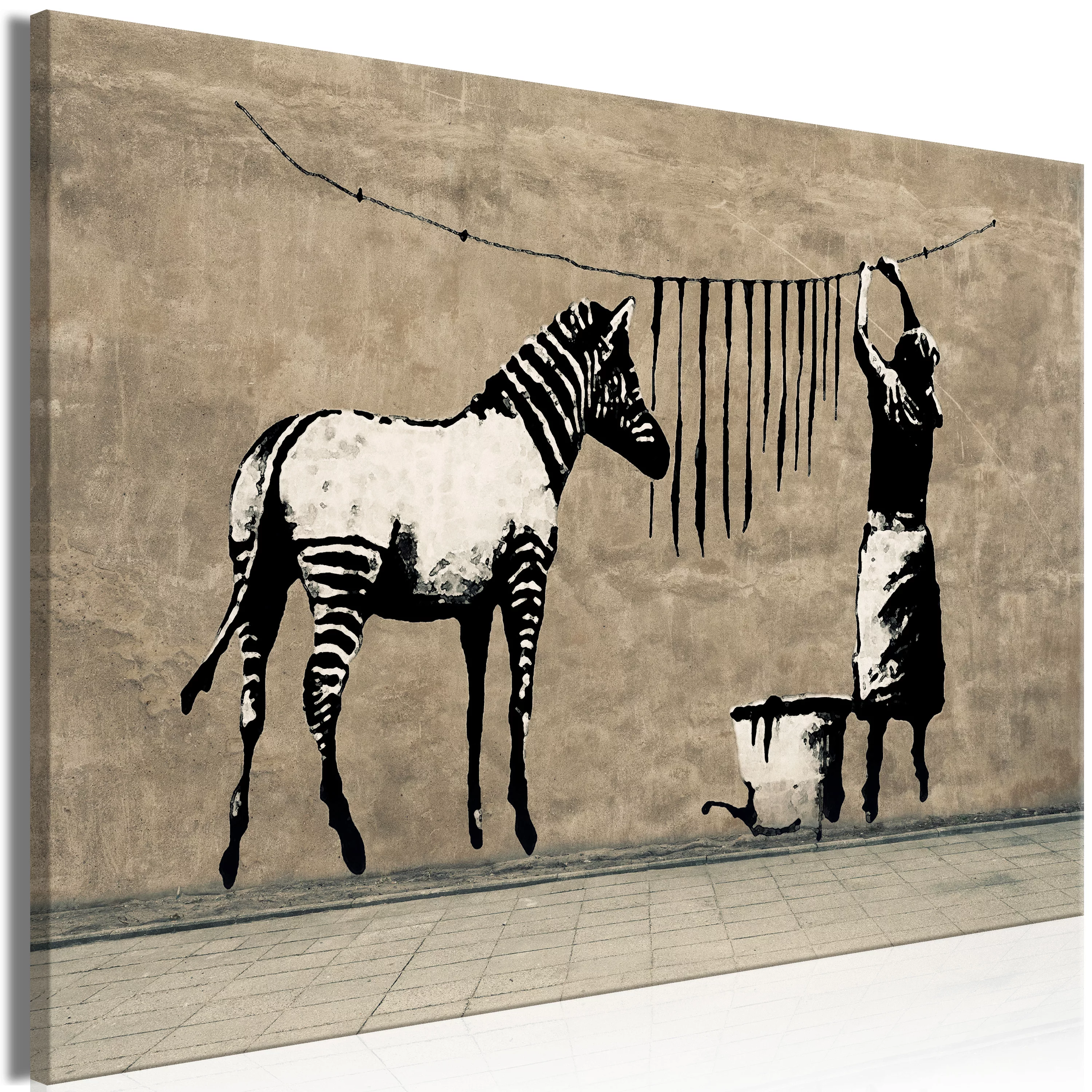 Wandbild - Banksy: Washing Zebra On Concrete (1 Part) Wide günstig online kaufen