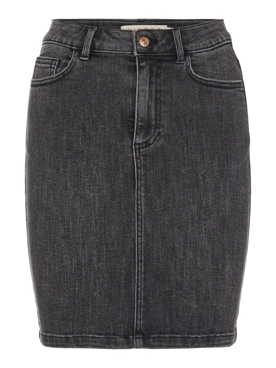 PIECES Skinny Fit Jeansrock Damen Schwarz günstig online kaufen