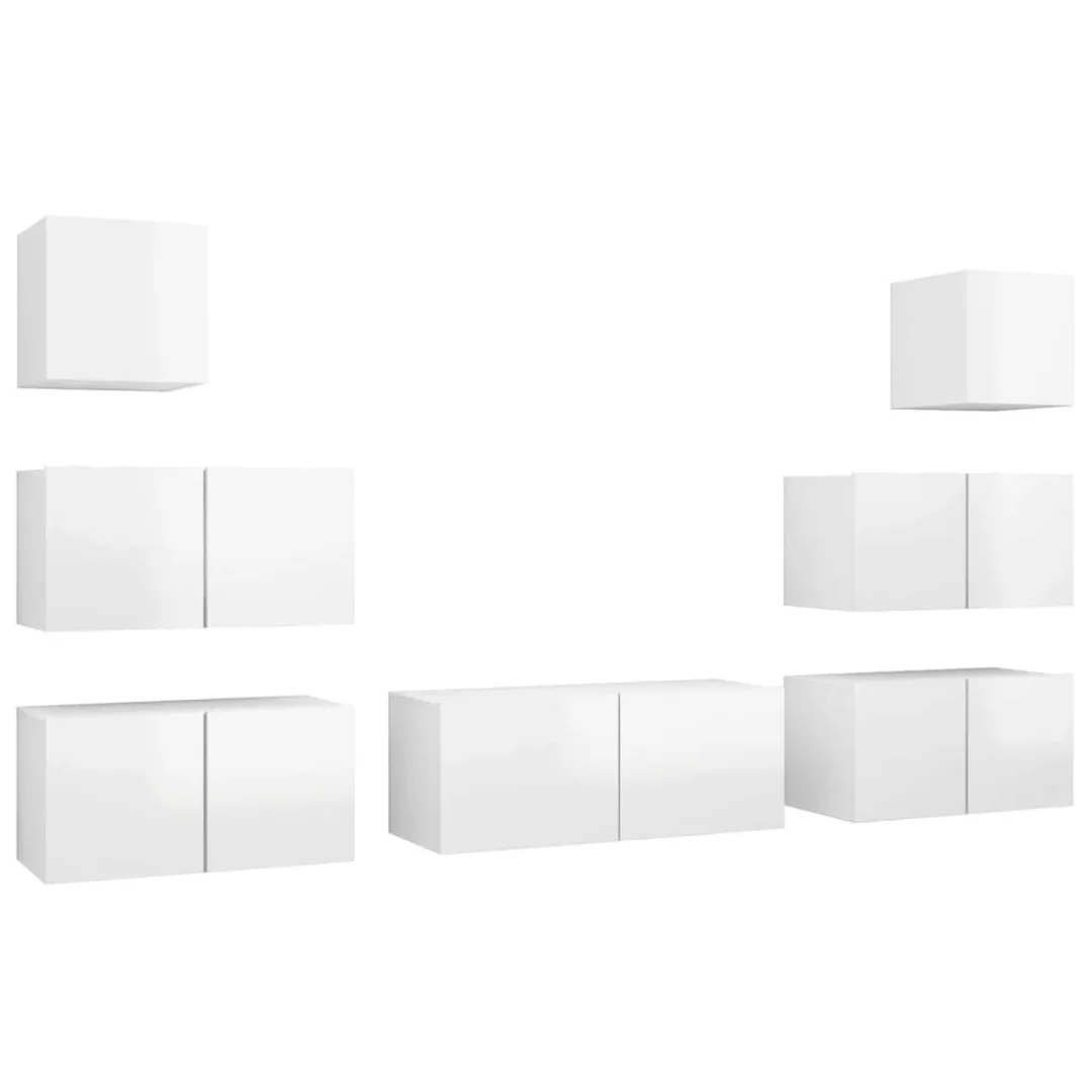 7-tlg. Tv-schrank-set Hochglanz-weiß Spanplatte günstig online kaufen