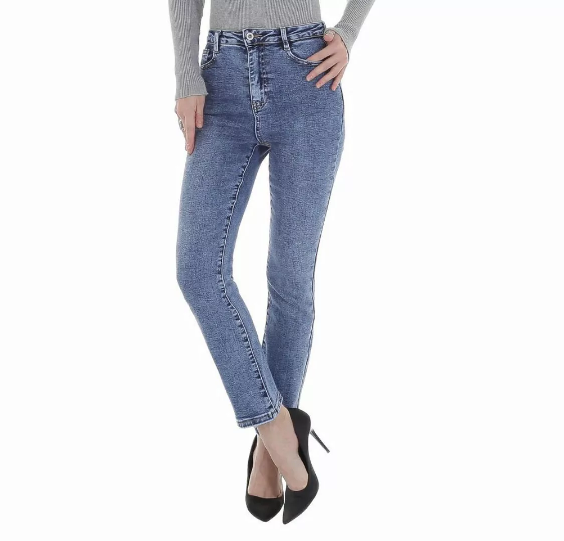 Ital-Design 7/8-Jeans Damen Freizeit Used-Look Stretch Bootcut Jeans in Bla günstig online kaufen