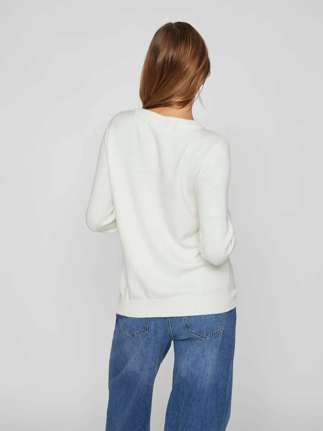 Vila Ril Langärmliger Pullover Mit O-ausschnitt XL White Alyssum günstig online kaufen