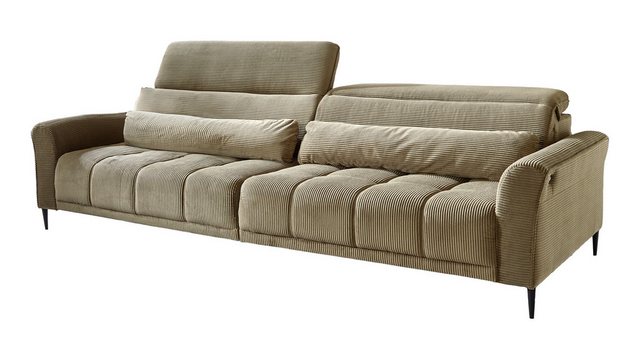 Massivart® Big-Sofa LOGAN Cord grün 280 cm / 4-Sitzer, Sitztiefenverstellun günstig online kaufen