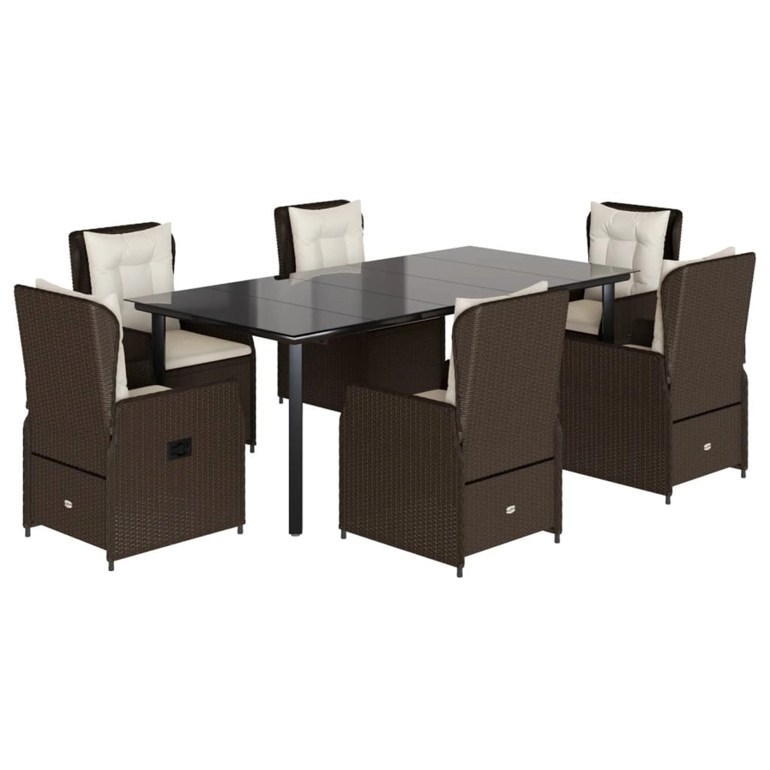vidaXL 7-Tlg Garten-Essgruppe mit Kissen Braun Poly Rattan 3262852 günstig online kaufen