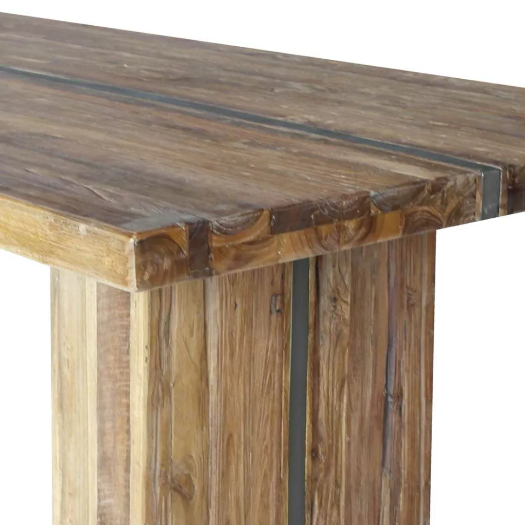 Rustikaler Tisch aus Teak Recyclingholz Wangengestell günstig online kaufen