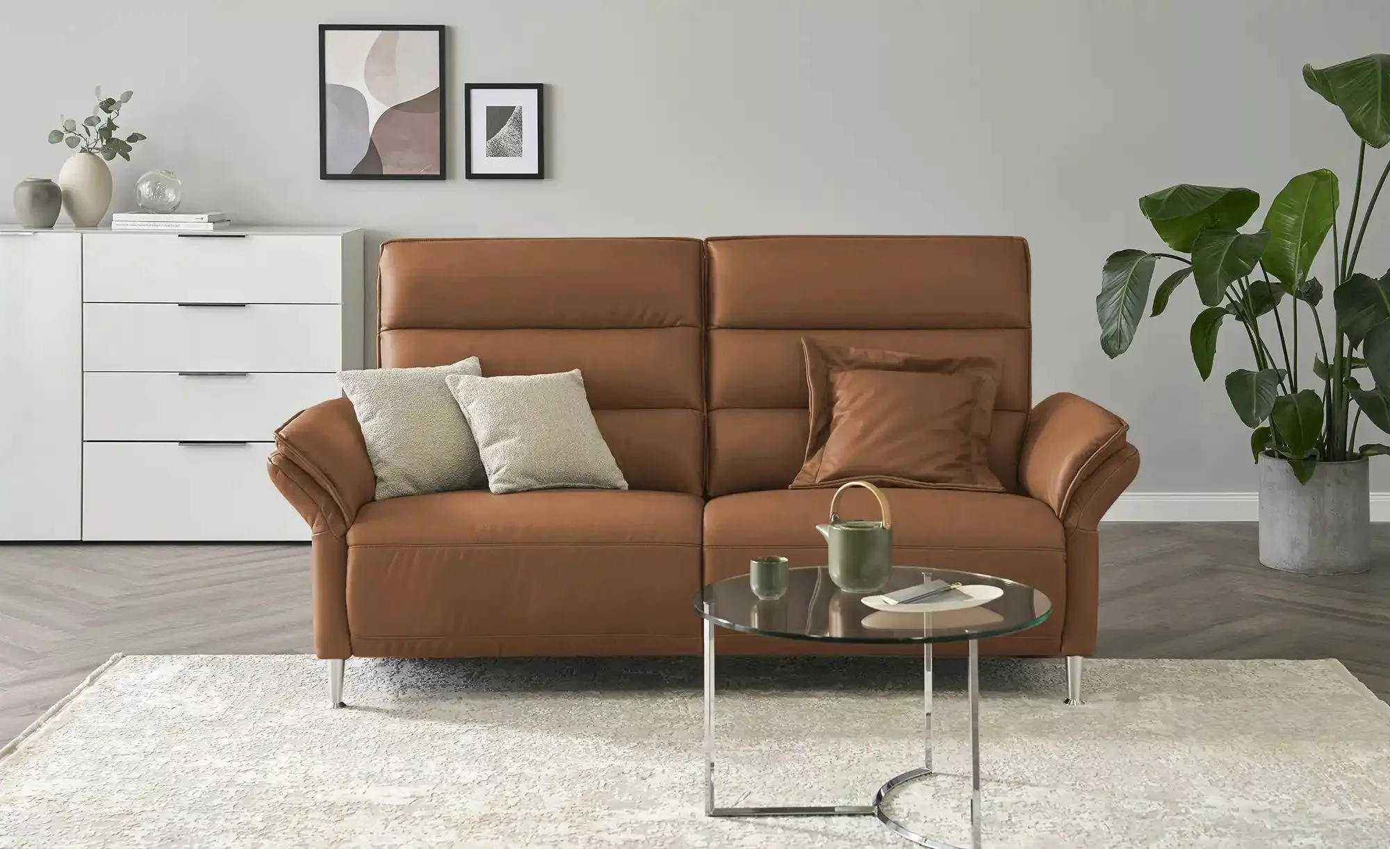 Wohnwert Einzelsofa Leder Marlen ¦ braun ¦ Maße (cm): B: 208 H: 107 T: 97 P günstig online kaufen