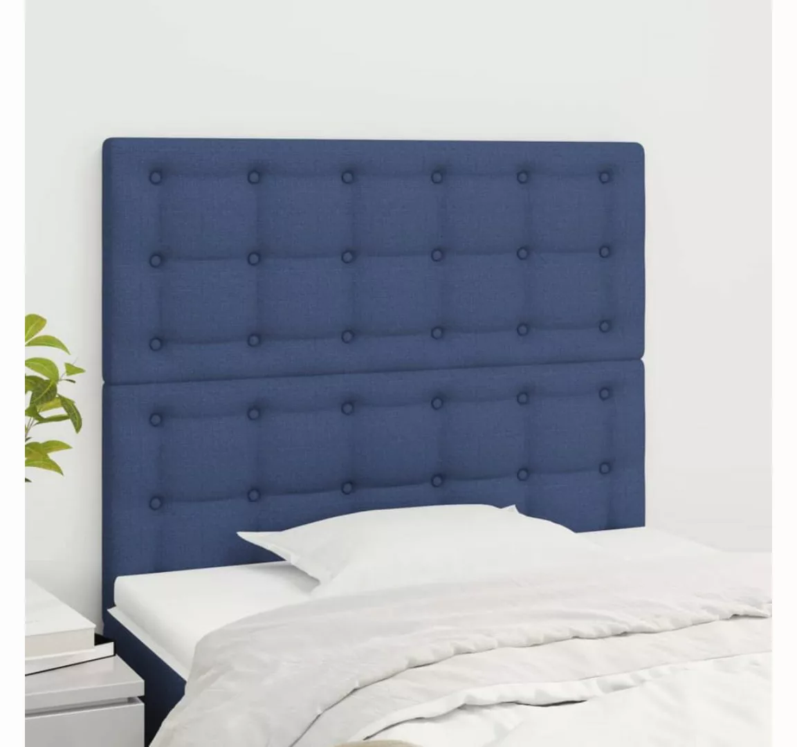 vidaXL Bett, Kopfteile 2 Stk. Blau 80x5x78/88 cm Stoff günstig online kaufen