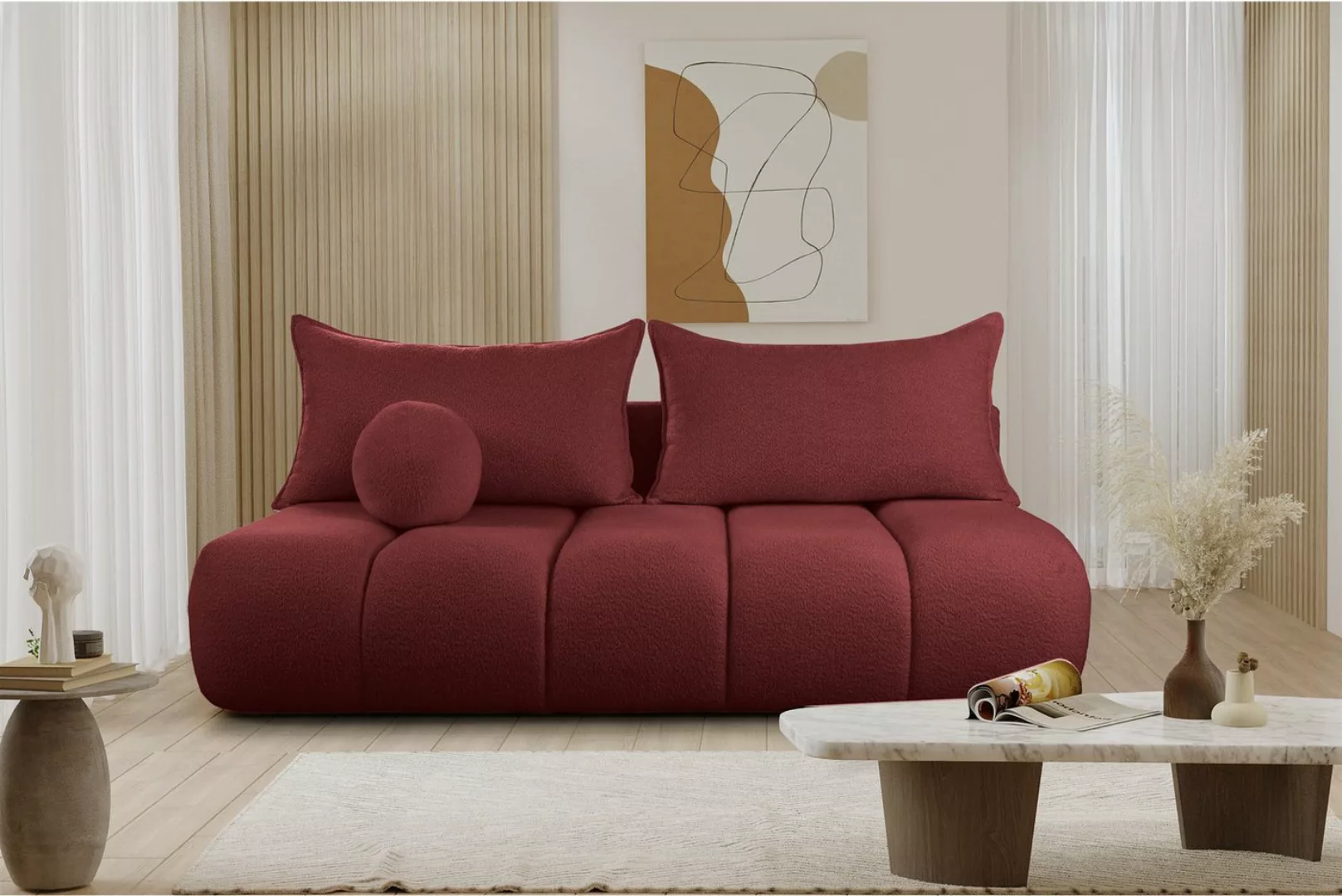 Fun Möbel Schlafsofa Designersofa Sofa 3-Sitzer ANZIA in Stoff Ascot Bukla, günstig online kaufen
