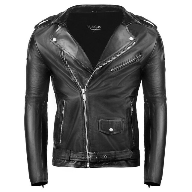 PAULGOS Lederjacke Herren Biker Jacke Motorradjacke Motorrad 100% Echtleder günstig online kaufen