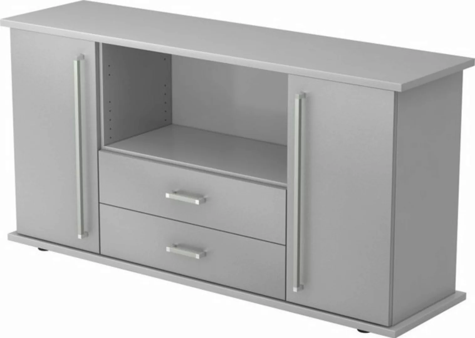 Aktenschrank Sideboard SB 2OH 2 Schübe BxTxH 166,1x44,8x84cm Griff CE Grau/ günstig online kaufen