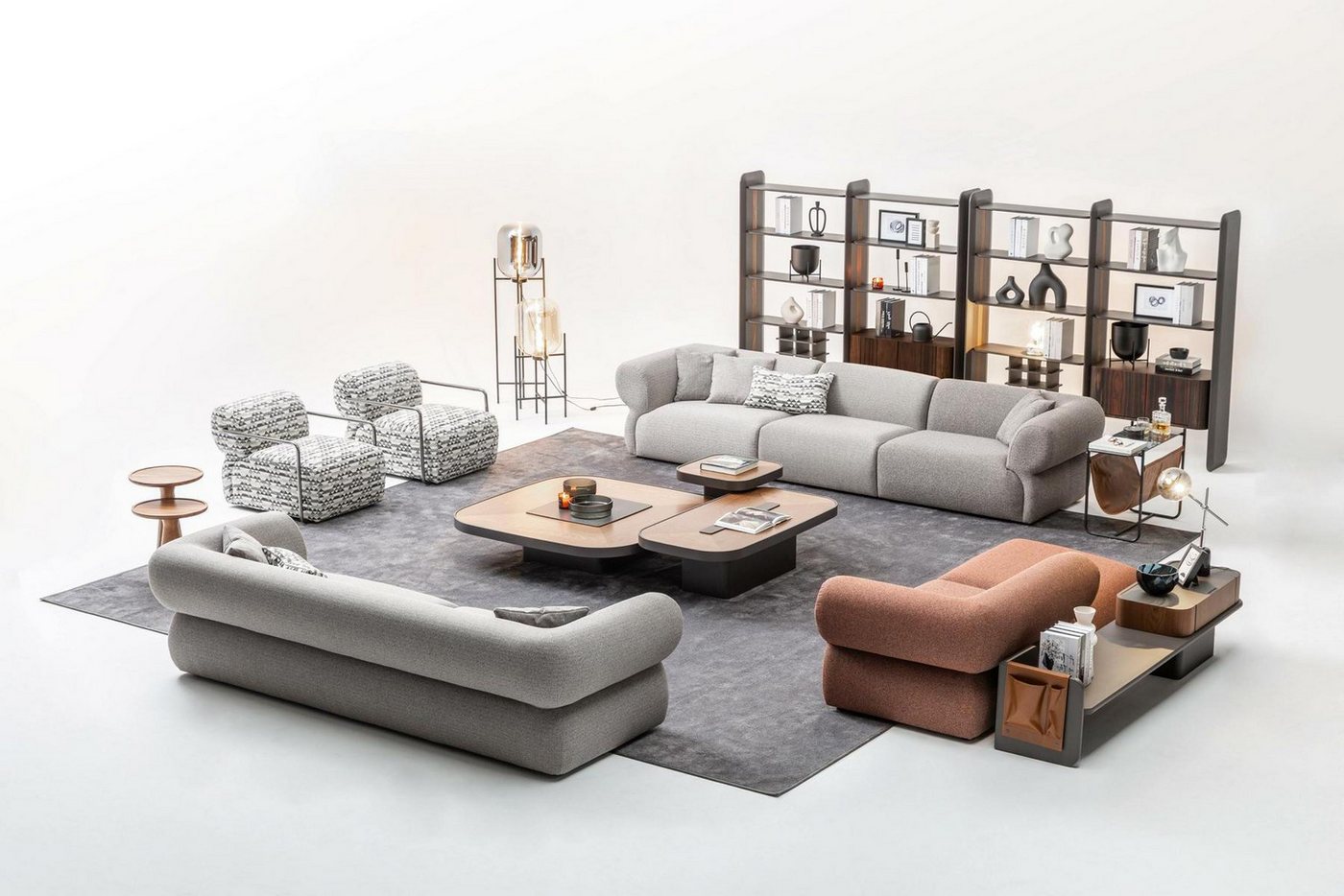 Xlmoebel Sofa Sofa-Set für das Wohnzimmer mit großer Couch, fünf Sitzplätze günstig online kaufen