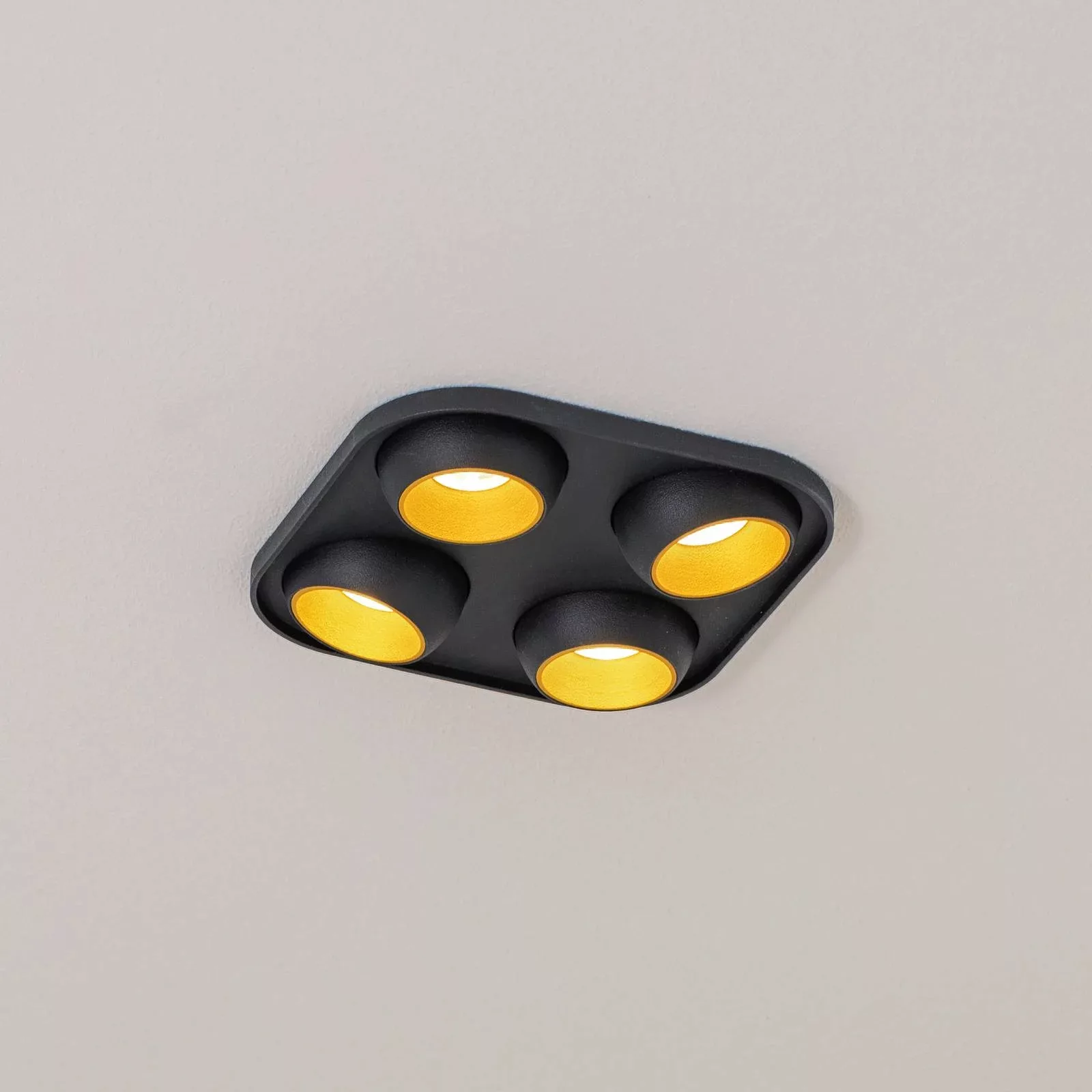 BEGA LED-Einbaustrahler Studio Line schwarz/messing, 4-fl. günstig online kaufen