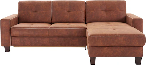 Places of Style Ecksofa "Varese L-Form", Kreuznaht in beige günstig online kaufen