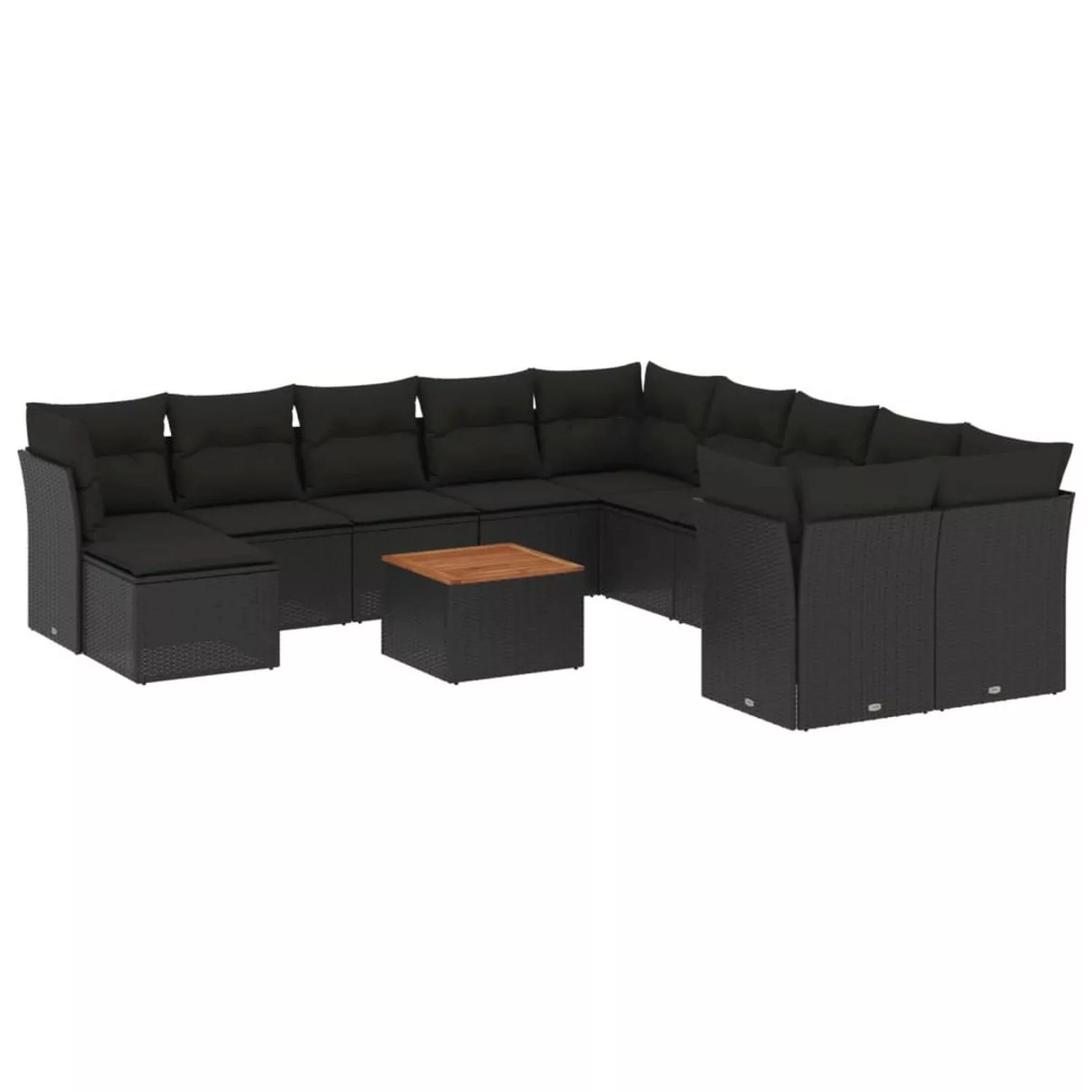 vidaXL 12-tlg Garten-Sofagarnitur mit Kissen Schwarz Poly Rattan Modell 71 günstig online kaufen