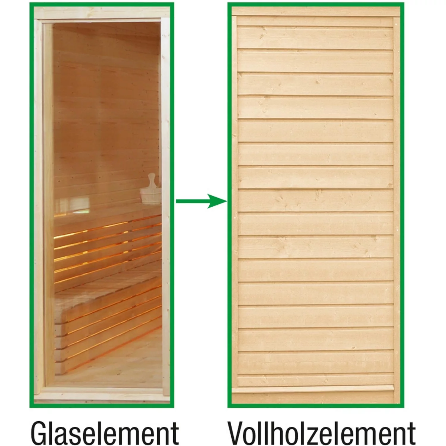 Wolff Finnhaus Sauna Paradiso Glas- gegen Vollholzelement günstig online kaufen