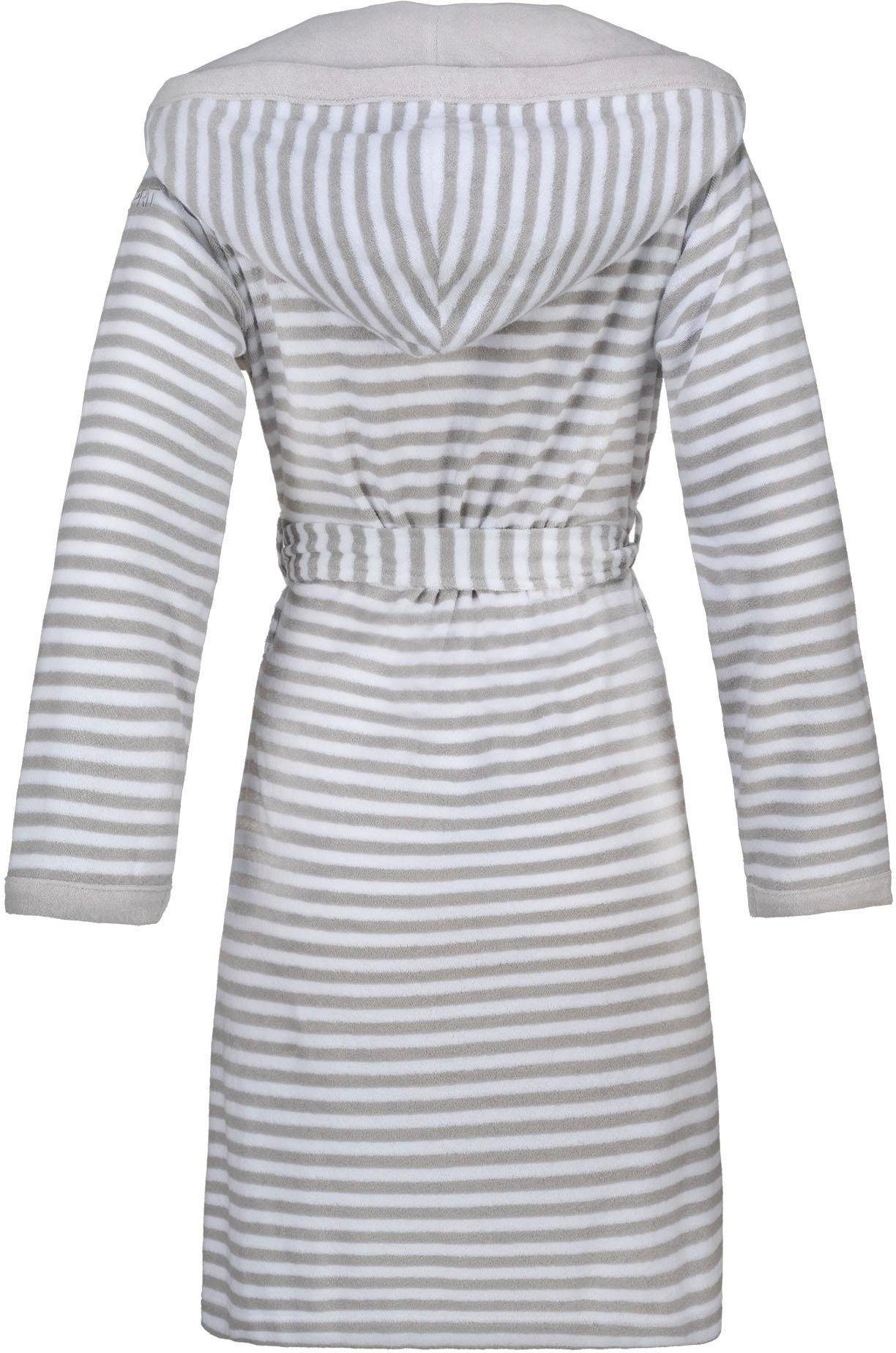 Esprit Damenbademantel "Striped Hoody", (1 St., mit Gürtel) günstig online kaufen