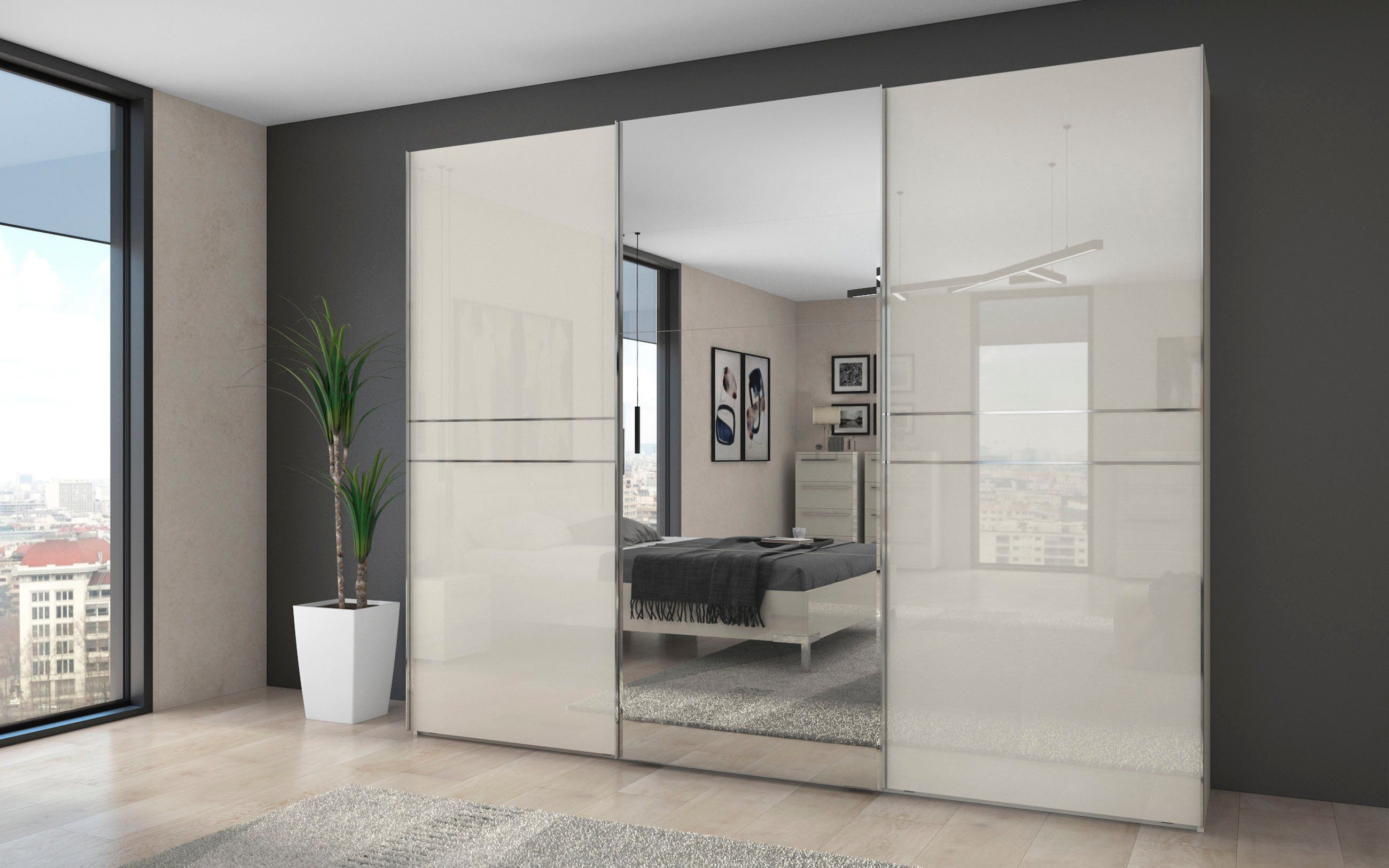 Places of Style Schwebetürenschrank "Piano, mit Einlegeböden, Kleiderstange günstig online kaufen