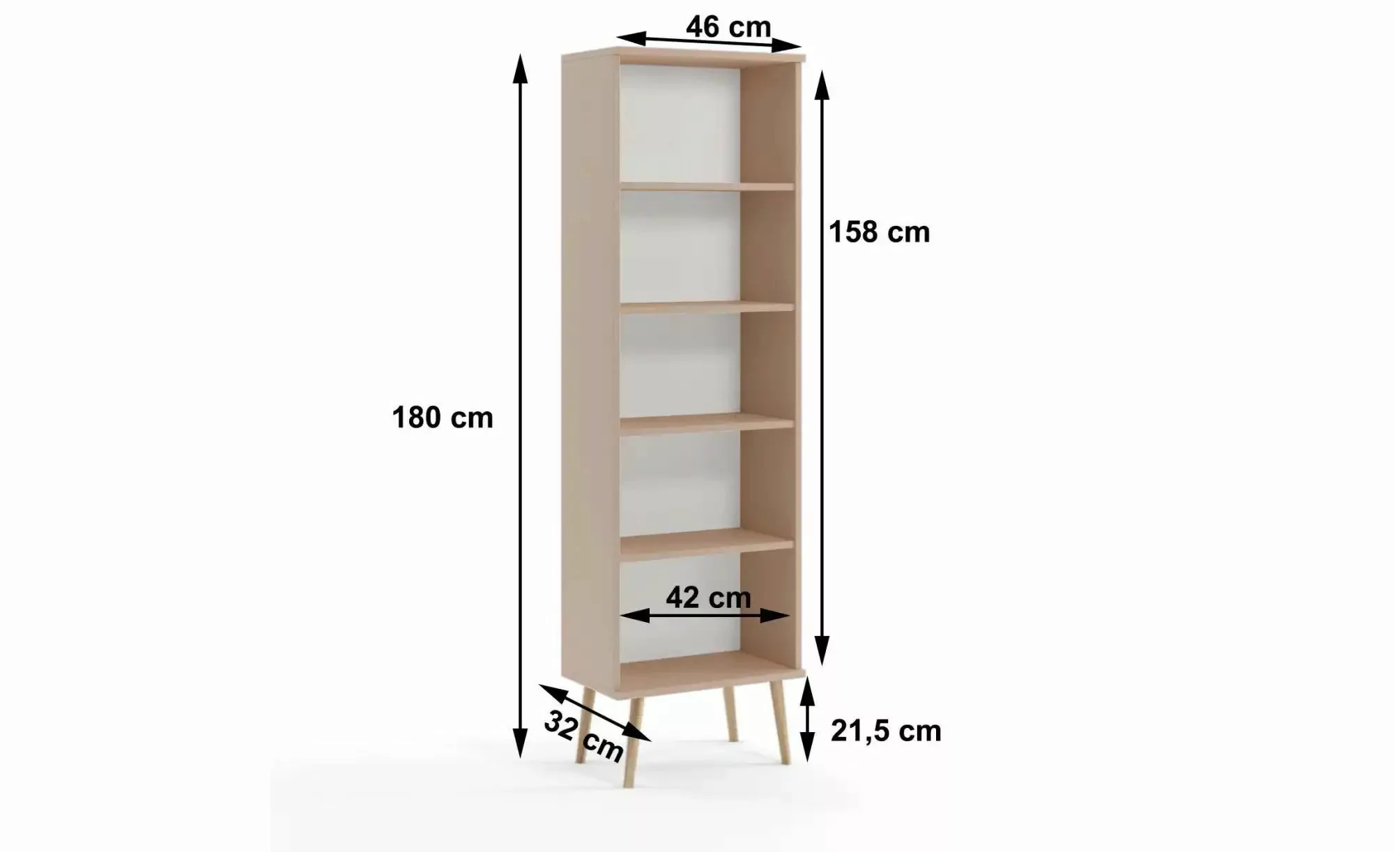 Bücherregal   ¦ braun ¦ Maße (cm): B: 46 H: 180 Regale > Bücherregale - Höf günstig online kaufen