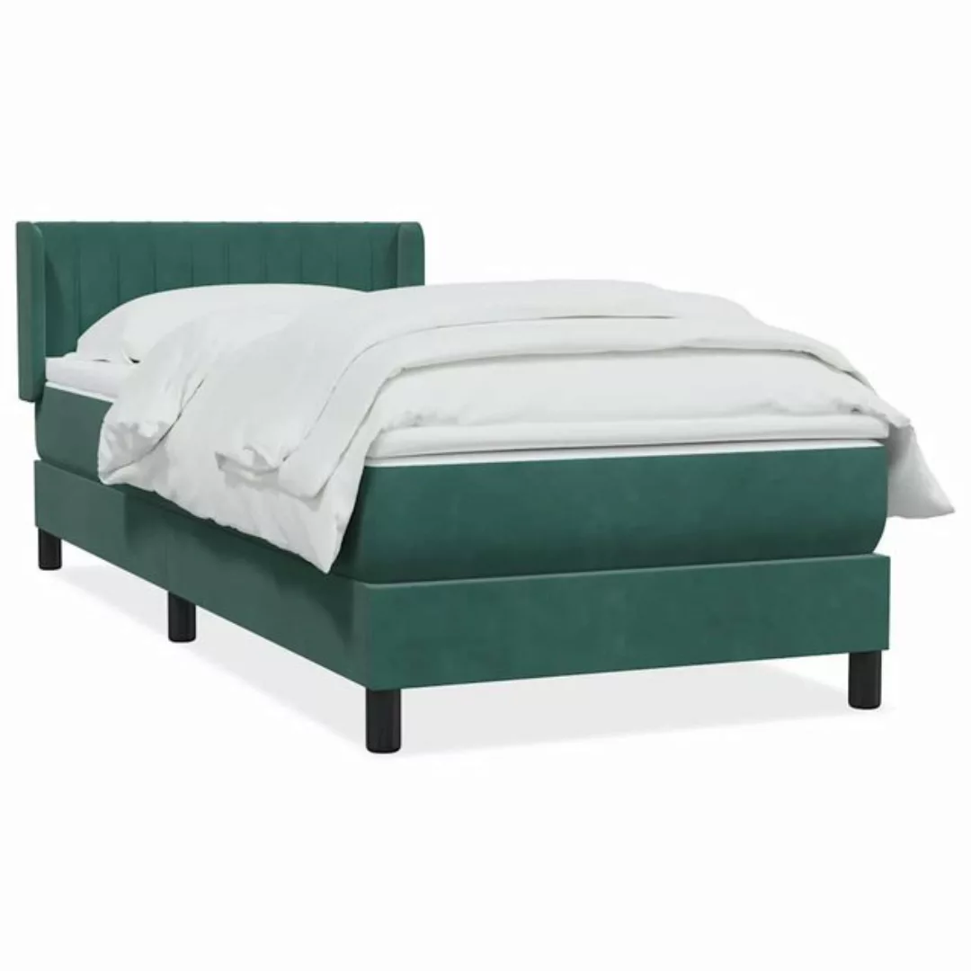 vidaXL Boxspringbett, Boxspringbett mit Matratze Dunkelgrün 90x220 cm Samt günstig online kaufen