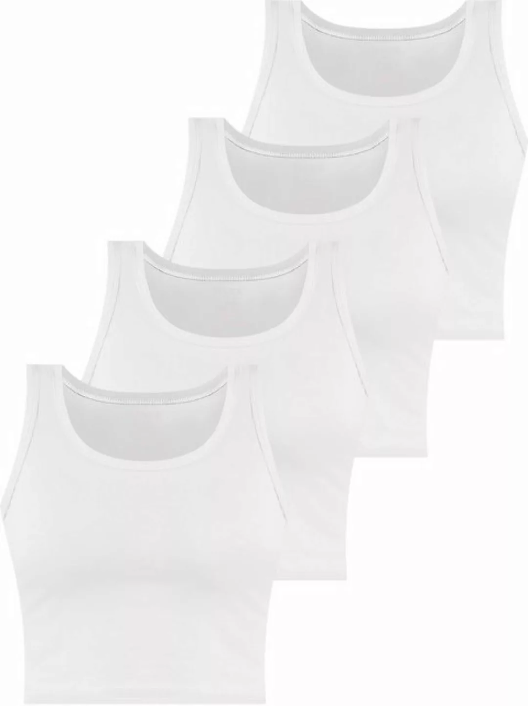 Janice Tanktop 4 x Damen crop Top Namlea Kurzes Tanktop aus Baumwolle günstig online kaufen