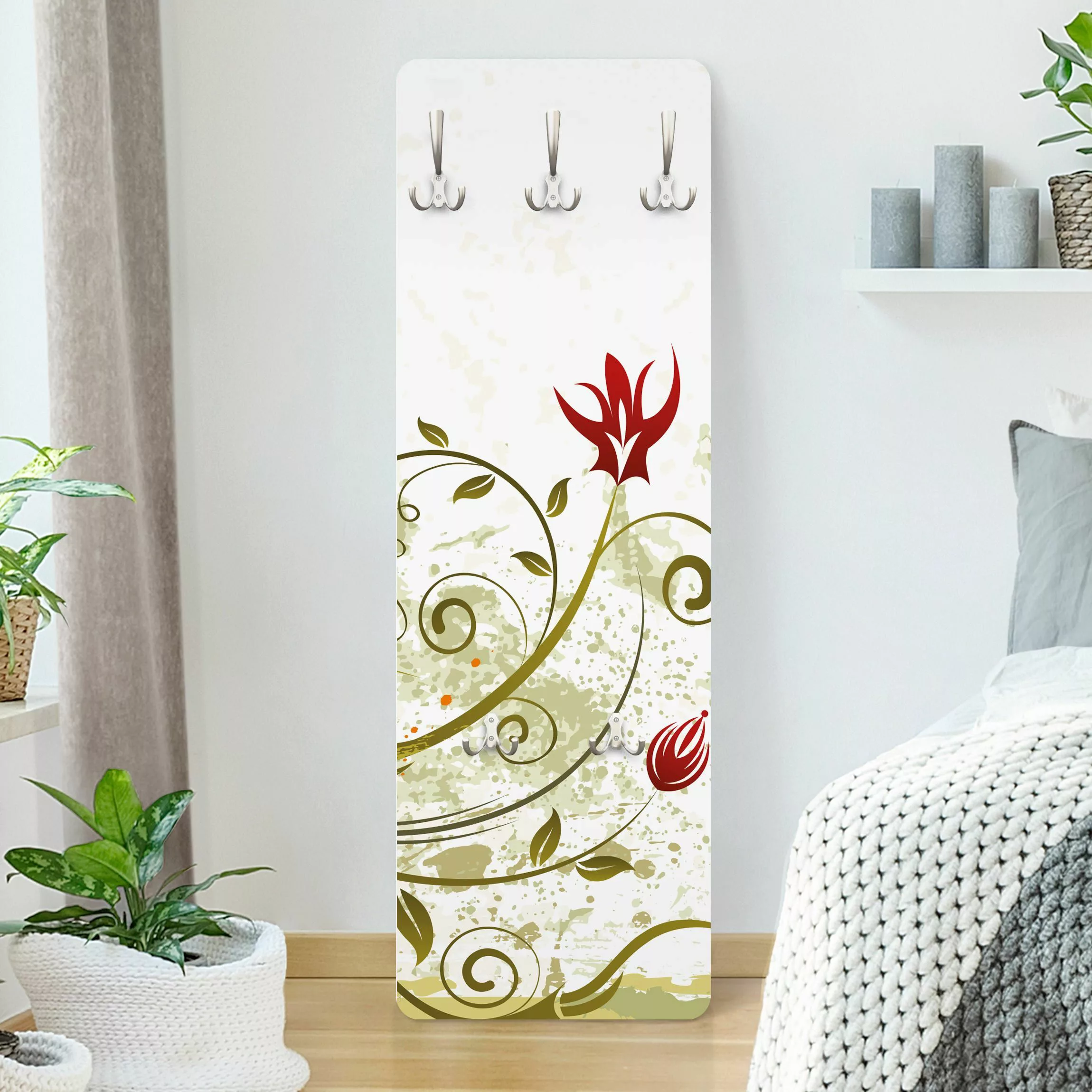 Wandgarderobe Holzpaneel Blumen Fire Flower günstig online kaufen