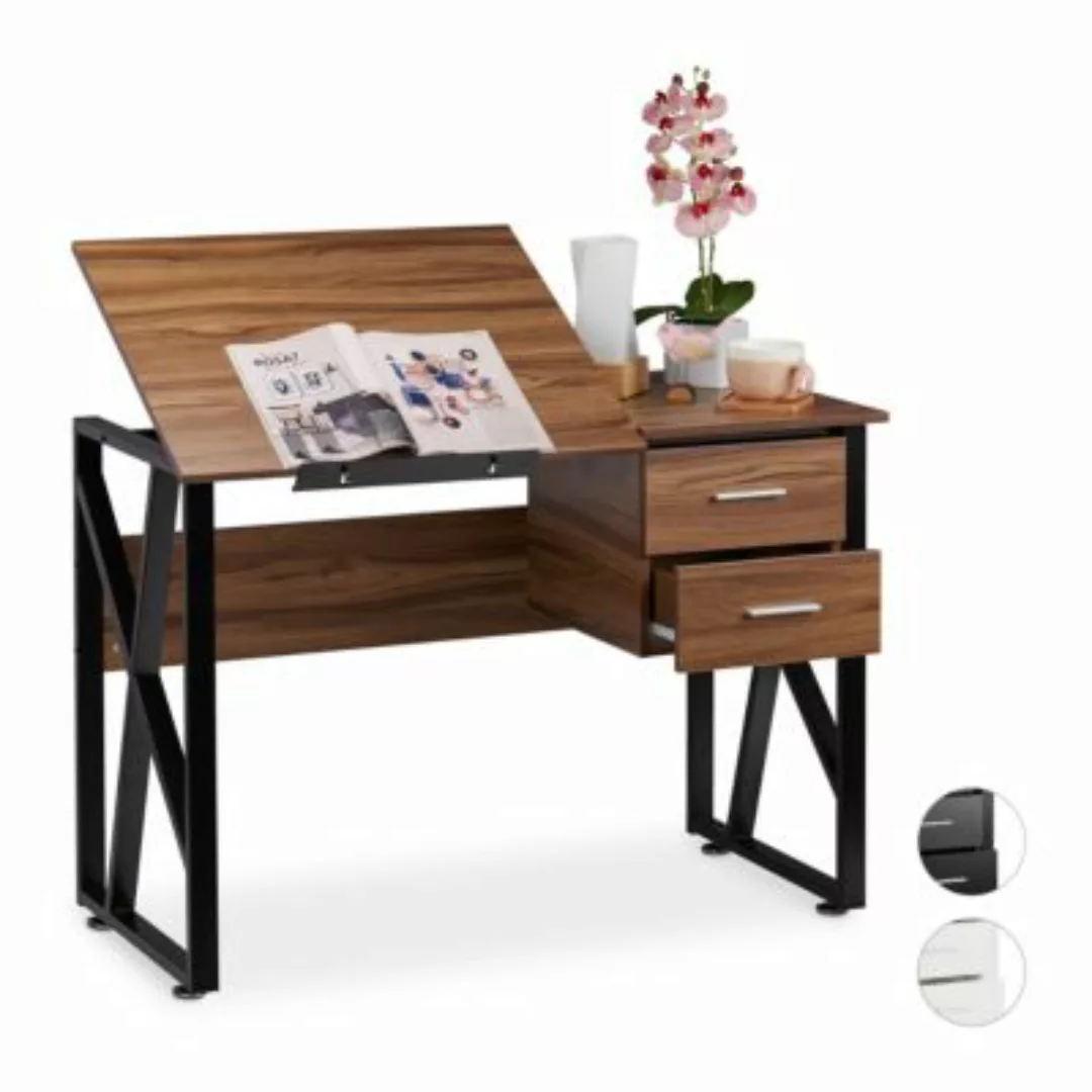 relaxdays Schreibtisch neigbar braun günstig online kaufen