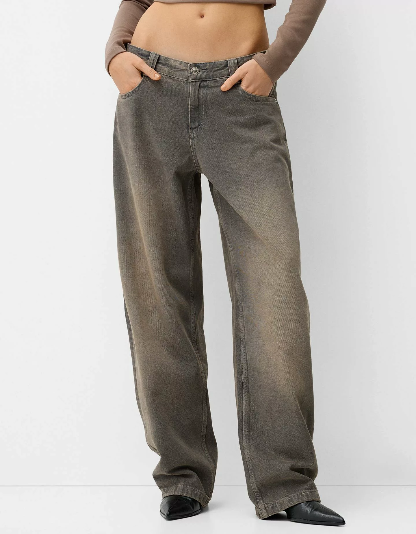 Bershka Baggy Balloon Jeans Damen 38 Dunkelgrau günstig online kaufen