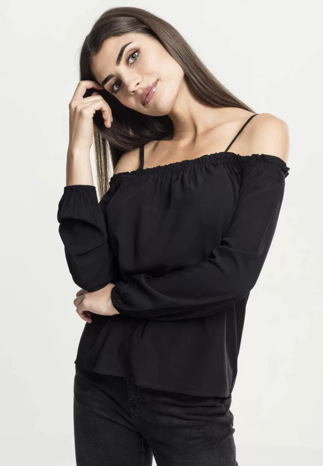 URBAN CLASSICS Langarmshirt Urban Classics Damen Ladies Cold Shoulder Longs günstig online kaufen