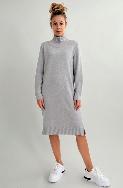 Zuckerwatte Strickkleid mit Stehbundkragen aus Merinwolle mit Cashmere günstig online kaufen