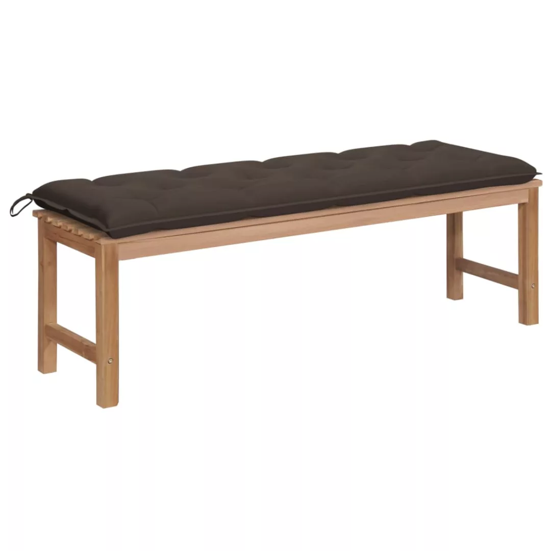 Gartenbank Mit Taupe Auflage 150 Cm Massivholz Teak günstig online kaufen