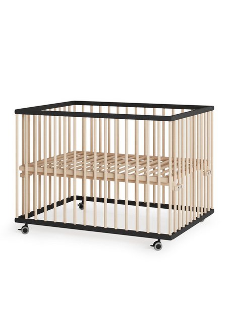 Sämann Babybett Laufgitter 75x100 cm mit Lattenrost schwarz/natur Premium K günstig online kaufen