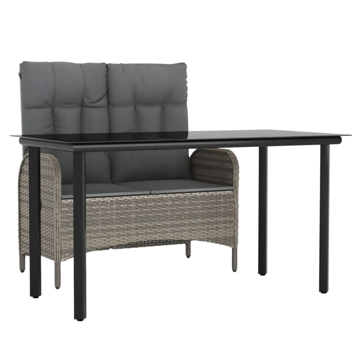vidaXL 2-Tlg Garten-Essgruppe mit Kissen Grau Poly Rattan 3203505 günstig online kaufen