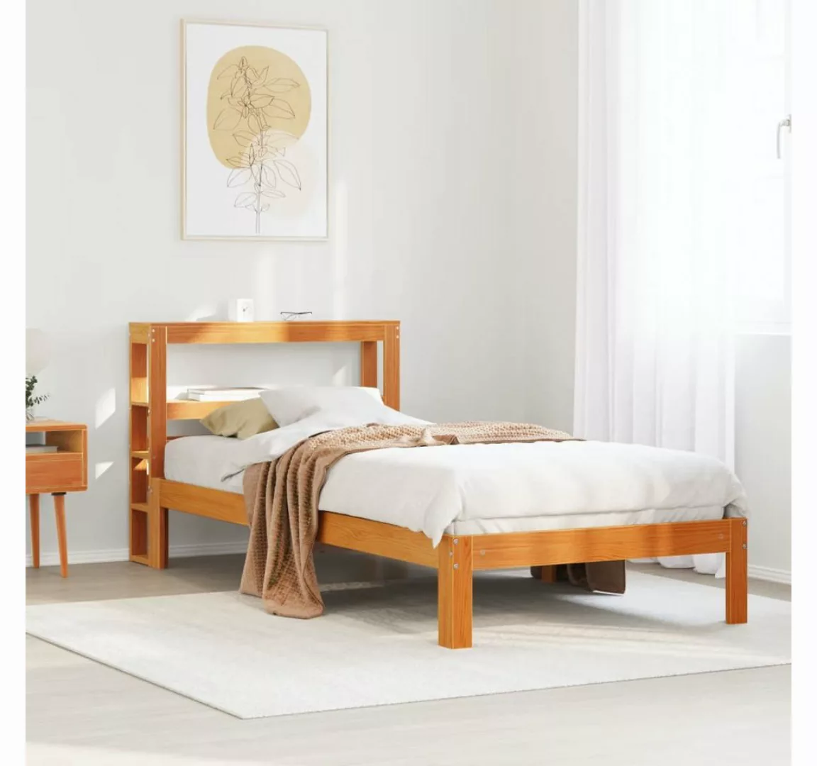 vidaXL Bett, Massivholzbett ohne Matratze Wachsbraun 75x190 cm Kiefernholz günstig online kaufen