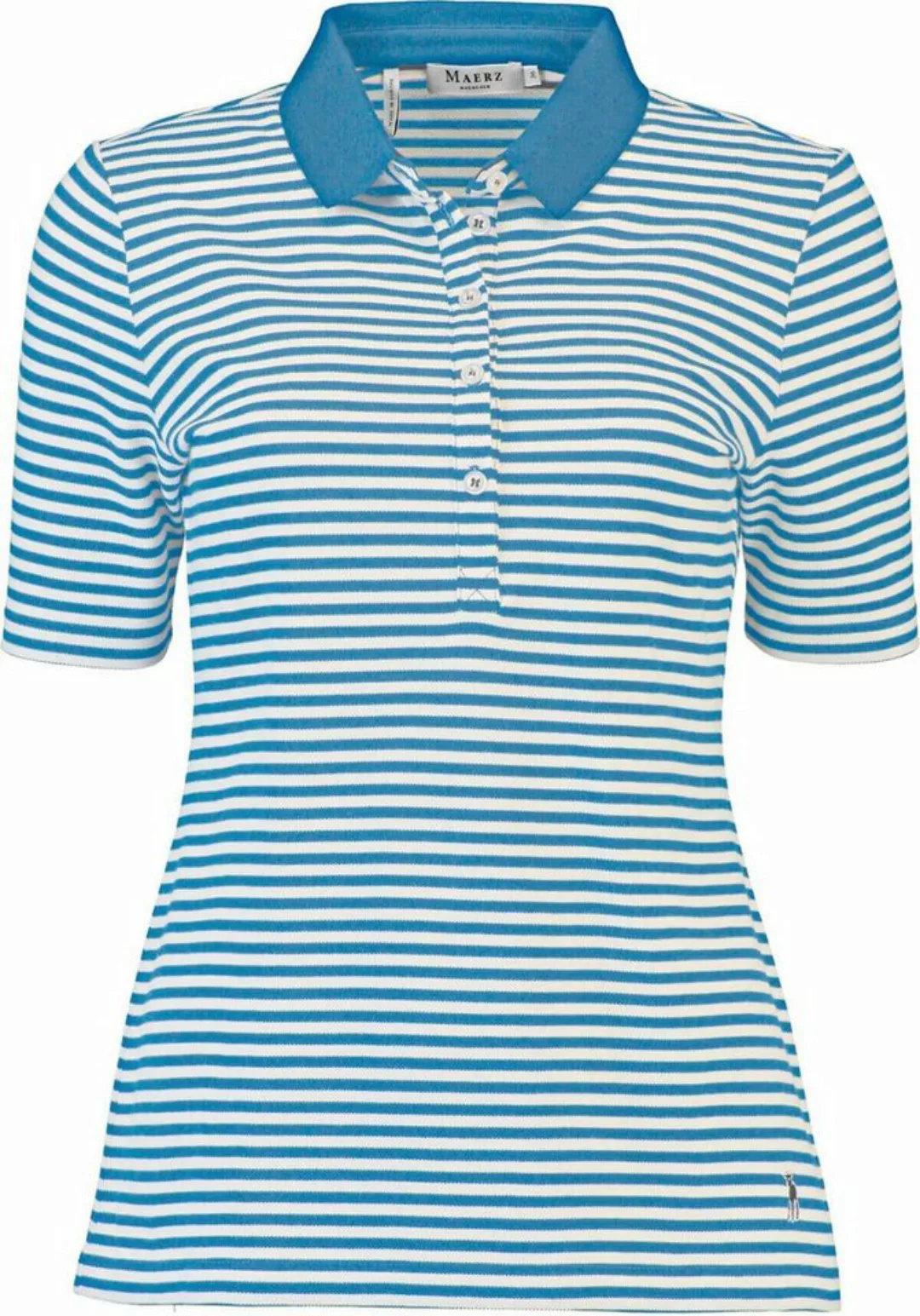 MAERZ Muenchen Poloshirt MAERZ Polo-Shirt hellblau gestreift in Pique-Quali günstig online kaufen