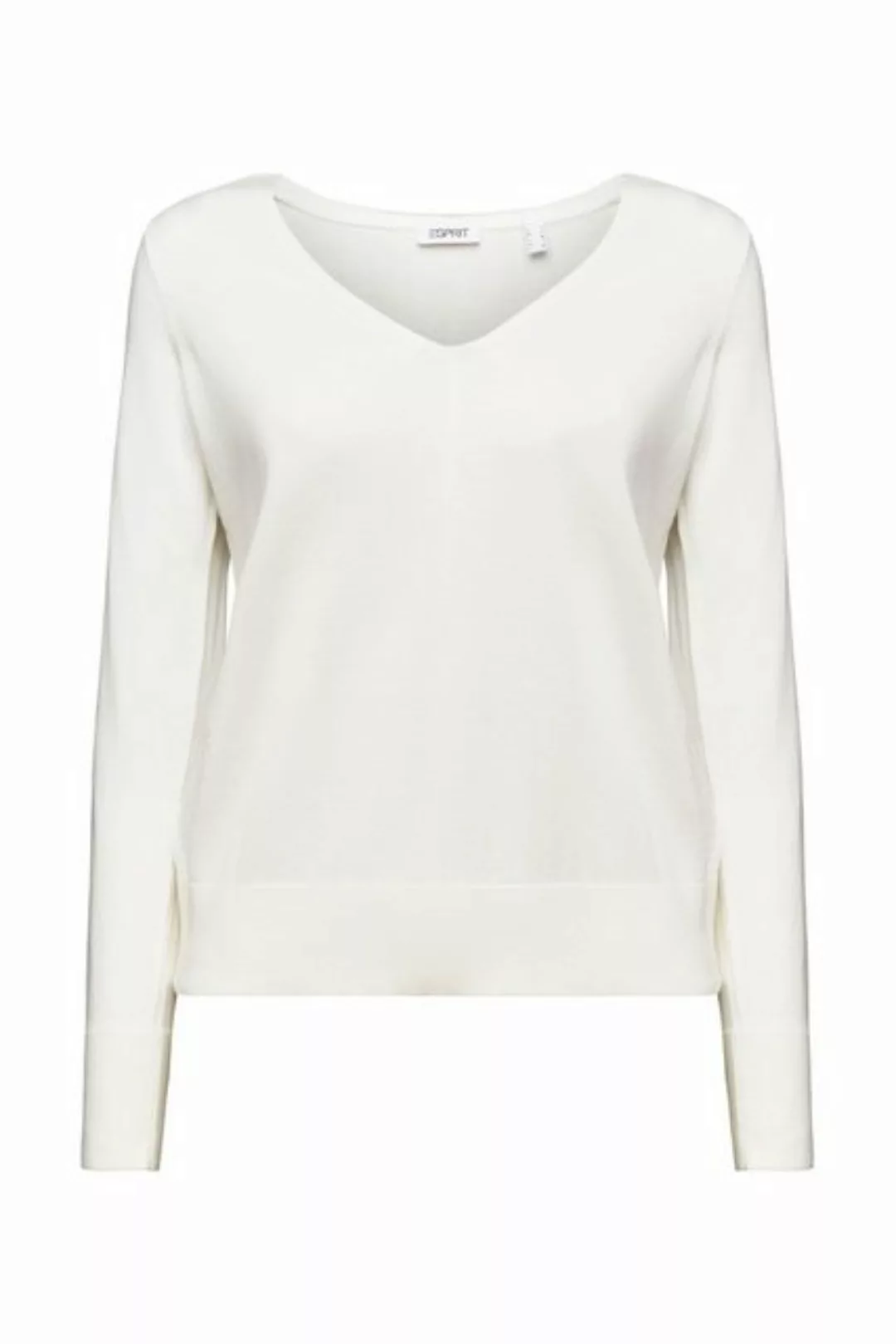 Esprit V-Ausschnitt-Pullover Baumwollpullover mit V-Ausschnitt günstig online kaufen