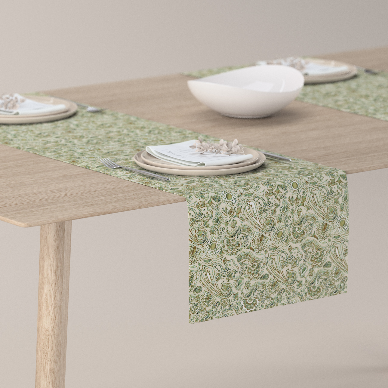 Tischläufer, grün-beige, 40 x 130 cm, Flowers (143-68) günstig online kaufen
