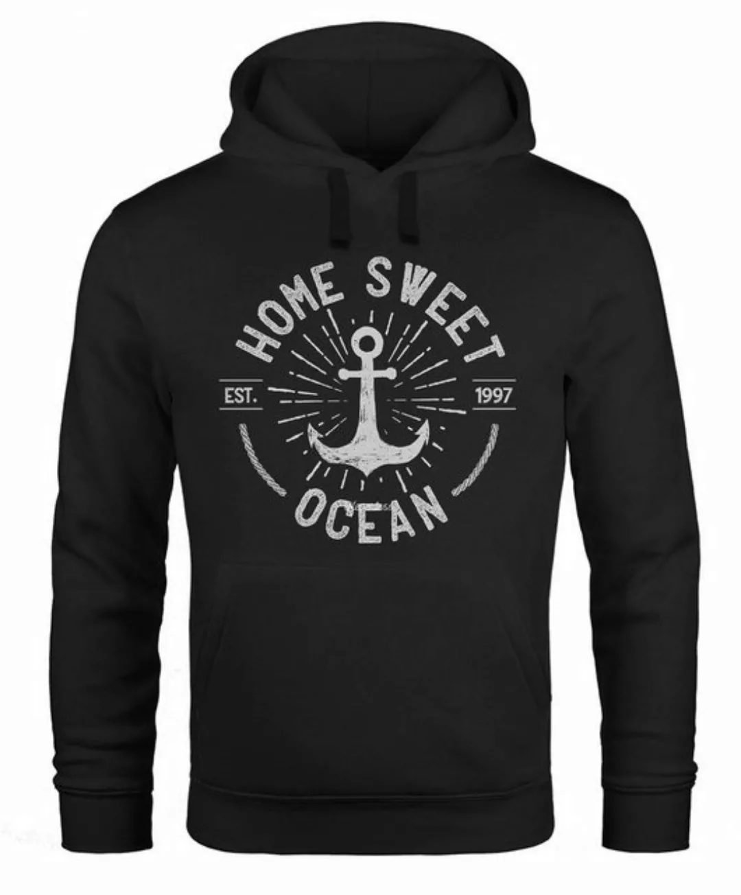 Neverless Hoodie Hoodie Herren Anker Logo maritim Home Sweet Ocean Schriftz günstig online kaufen