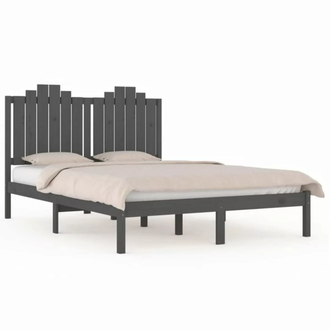 vidaXL Bettgestell Massivholzbett Grau Kiefer 120x200 cm Bett Bettgestell B günstig online kaufen