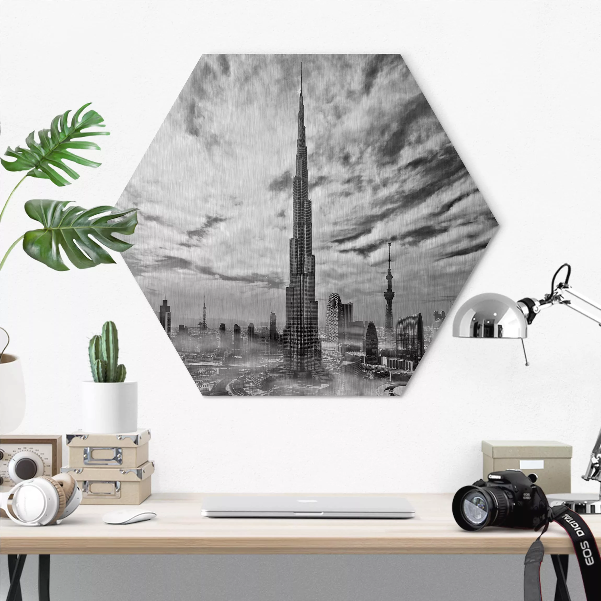 Hexagon-Alu-Dibond Bild Architektur & Skyline Dubai Super Skyline günstig online kaufen