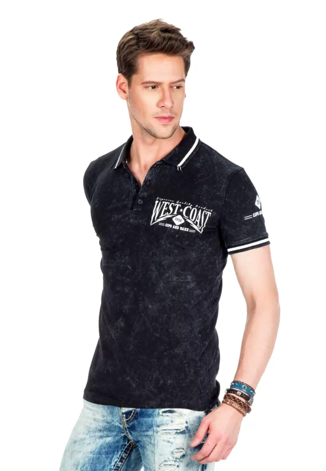 Cipo & Baxx Poloshirt, mit coolem Batikstyle günstig online kaufen