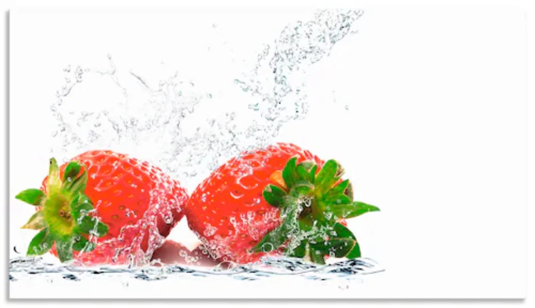 Artland Küchenrückwand "Erdbeeren mit Spritzwasser", (1 tlg.), Alu Spritzsc günstig online kaufen