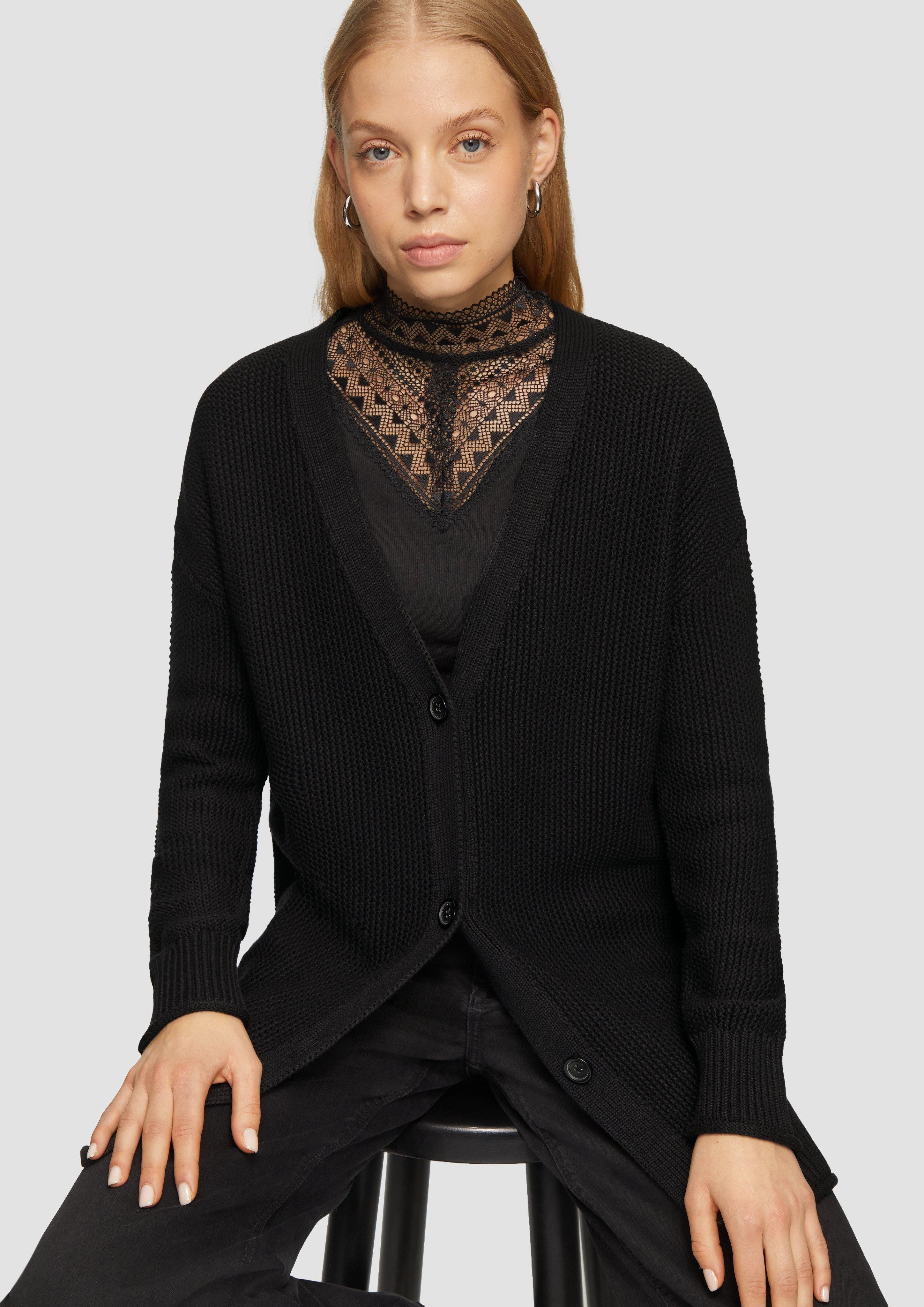 QS Funktionsjacke Lange Strickjacke mit Strukturmuster günstig online kaufen